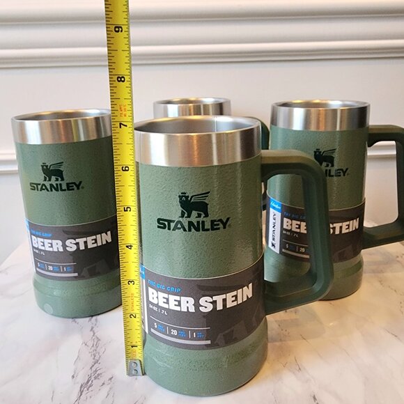 NIB SET OF FOUR Stanley Adventure Big Grip Beer Stein Hammertone Green 24 oz - Picture 6 of 9